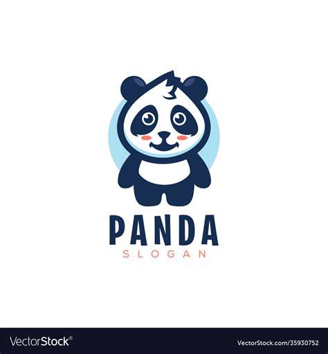 Cute Little Panda Logo Design Royalty Free Vector Image