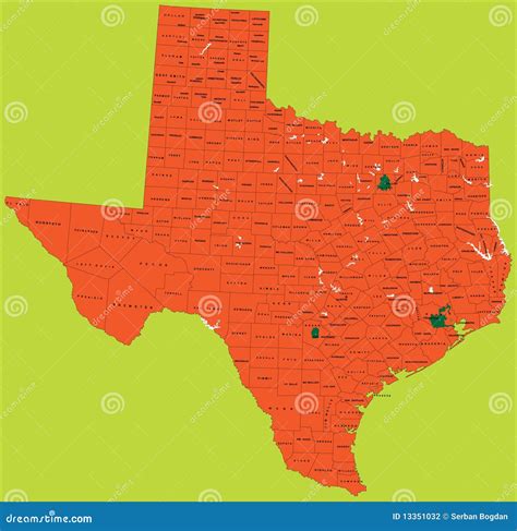 3d Political Map Of Texas Royalty Free Stock Image