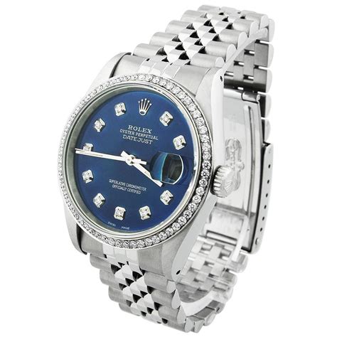 Rolex Datejust Stainless Steel 36mm Blue Diamond Dial Watch