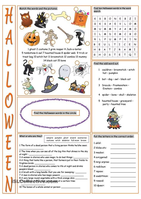 Halloween Vocabulary Exercises Halloween Vocabulary Halloween
