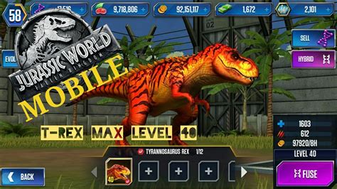 T Rex Max Level 40 Tyrannosaurus Rexjurassic World The Game Ep4
