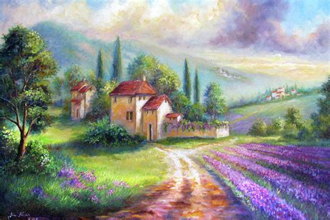 Lilac Fields In The Italian Countryside Painting By Regina Femrite Pixels
