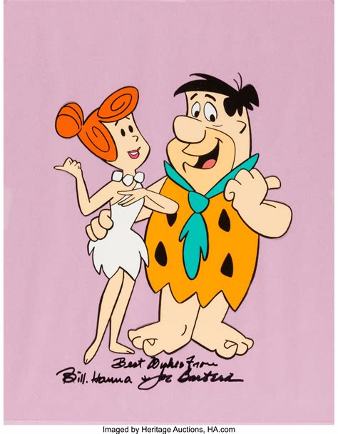 The Flintstones Fred And Wilma Publicity Cel Signed By Bill Hanna