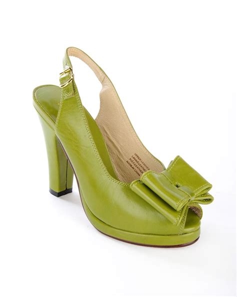 Rita Classic Vintage Leather Slingback Heel In Olive Green Pinup Girl