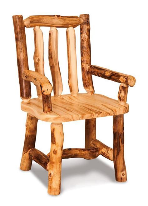 Amish Rustic Pine Log Chairs With Arms