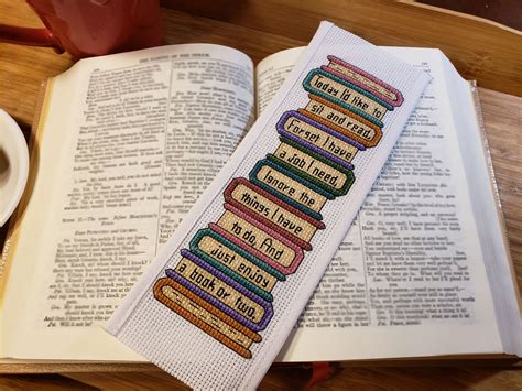 Cross Stitch Bookmark Stack Of Books Printable Pattern Digital