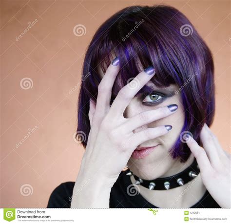 Alternative Young Woman With Purple Hair Stock Images