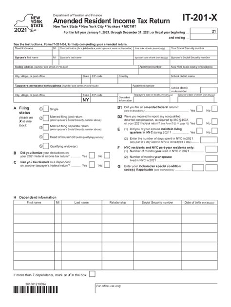 2021 2023 Form Ny Dtf It 201 X Fill Online Printable Fillable Blank