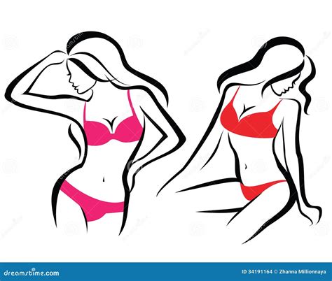 siluetas atractivas de la mujer ropa interior ilustración del vector ilustración de swimsuit
