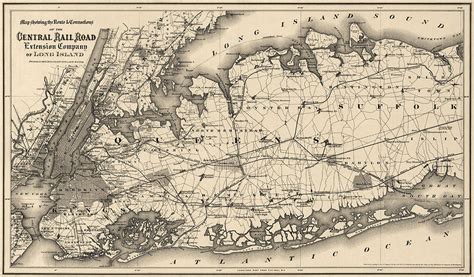 Antique Map Of Long Island And New York City 1873 Drawing By Blue