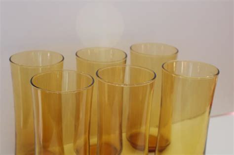 Tall Cooler Glasses Vintage Libbey Amber Glass Tumblers Set Of Six