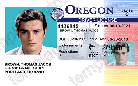 Oregon Or Drivers License Psd Template Download Templates