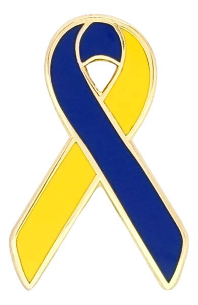 Navy And Yellow Down Syndrome Awareness Support Ribbon Lapel Pin