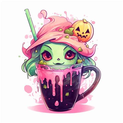 Midjourney Prompt Cute Zombie Witch Boba Tea Prompt Library