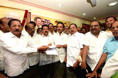 Modi congratulates stalin as dmk nears tn win. M. K. Stalin files nomination for DMK President's post