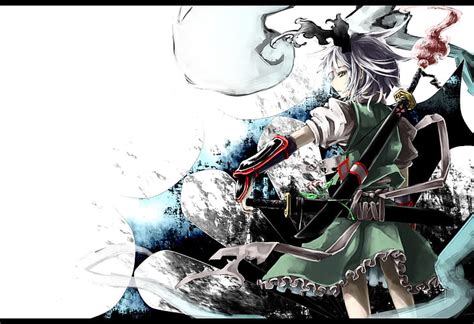 Hd Wallpaper Touhou Katana Weapons Ghosts Konpaku Youmu Anime White Hair Swords 1700x1165 Art