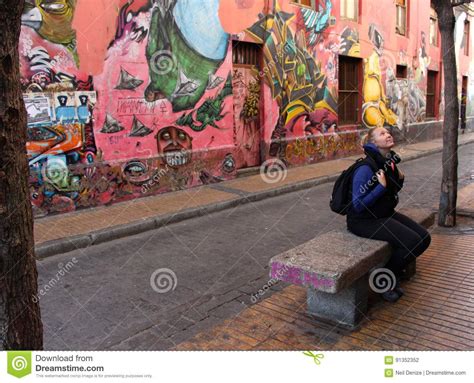 Colourful Street Graffiti Valparaiso In Chile. Stock Photo - Image of colourful, destination ...