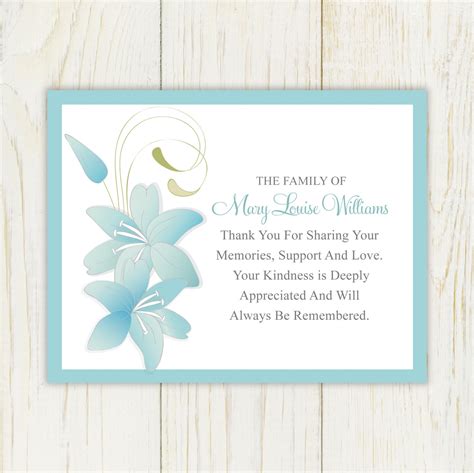 Lily Funeral Thank You Card Printable Digital File Sympathy