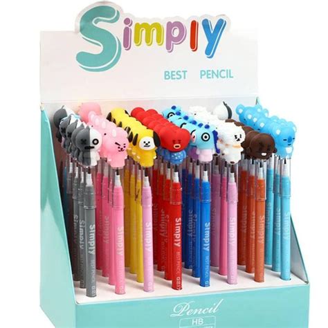 Kpop Bts Bt21 Cute Cartoon Non Sharpening Pencils Pen Cap Hb Lead