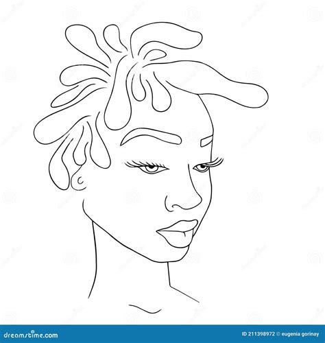 Abstract Woman Face Line Art Minimalistic Style Stock Vector
