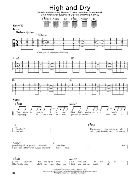 And ultimately leaving the ones that were there for the real them, high and dry. High And Dry by Radiohead - Guitar Lead Sheet - Guitar ...
