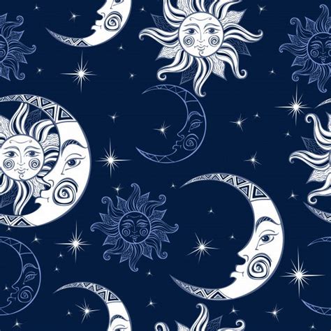 Sun And Moon Pattern Star Illustration Moon Pattern Seamless Patterns