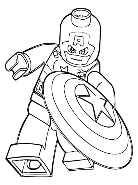Powerful Captain America Lego Avengers Coloring Page Free Printable