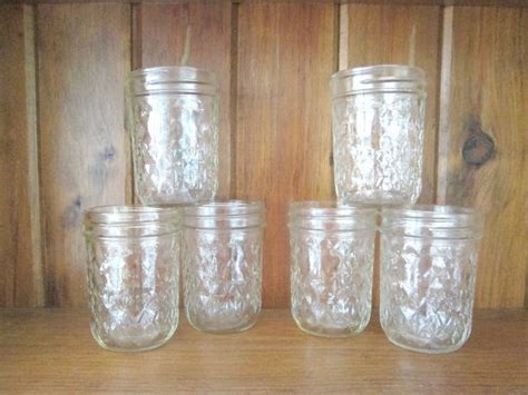 Mason Jar Drinking Glasses Ball Quilted Crystal Set Of Six Etsy