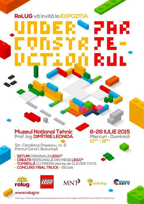 The Poster For An Art Exhibition With Legos And Blocks In Different