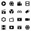 black movie icon pack with a white background 4879654 Vector Art at ...