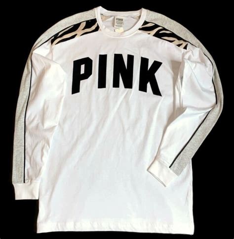 Victorias Secret Pink Oversized Long Sleeve Campus Tee Top Pullover