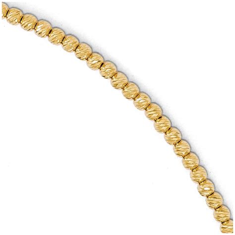 Jewelryweb 14k Yellow Gold Sparkle Cut Beaded Bracelet 75 Inch