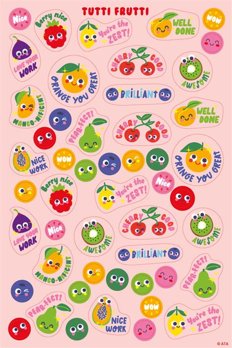 Tutti Frutti Scented Shapes Stickers Pack Of 72 Merit And Award