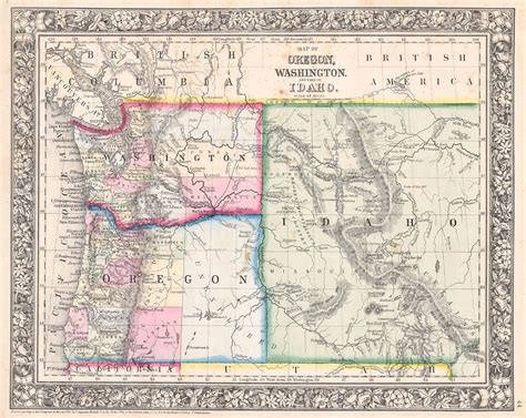 1864 Mitchell Map Of Washington Oregon And Idaho Photograph By Paul