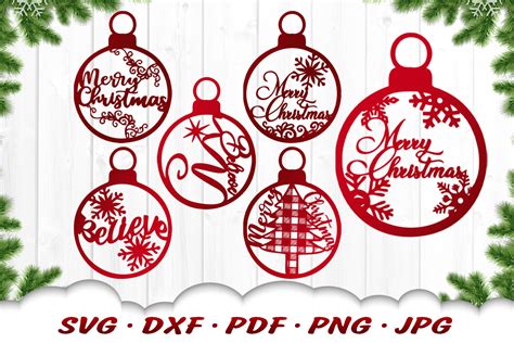 Merry Christmas Ornament Svg Dxf Cut Files Bundle 991561