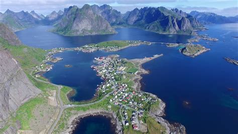 Aerial View Of Beautiful Town Reine In Norway Famous Tourist