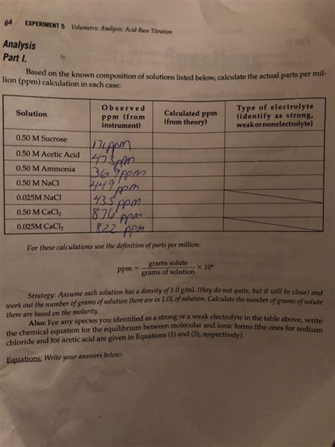 Solved Experiment Volumetric Analysis Acid Base Chegg Com