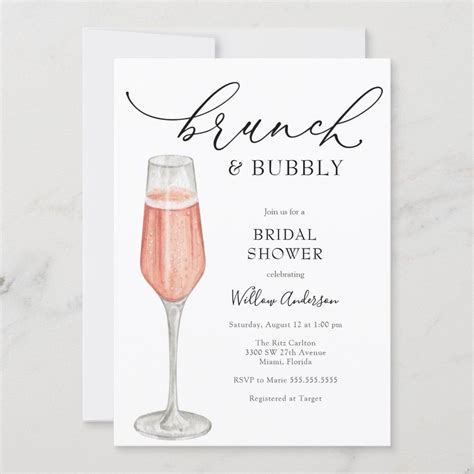 Brunch And Bubbly Champagne Bridal Shower Invitation Artofit