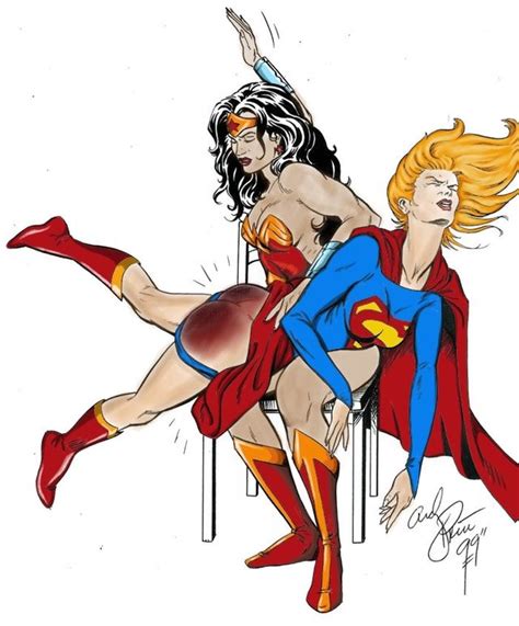 Power Girl And Wonder Woman Superhero Spanking And Paddling. 