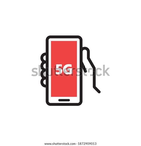Hand Holding Mobile Phone 5g Symbol Stock Vector Royalty Free