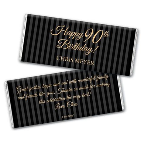 Formal Birthday Personalized 90th Birthday Candy Bar Wrapper Only