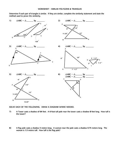 7 Best Images of Similar Triangles Worksheet - Similar Triangles and Polygons Worksheet, Right ...