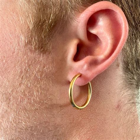Mens Gold Hoop Earrings Gold Earrings Steel Mens Hoop Etsy