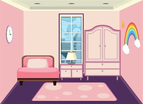 Cartoon Set Of A Bedroom Free Vector
