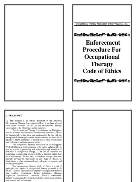 Otap Enforcement Procedures For Ot Code Of Ethics Pdf Occupational