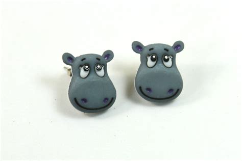 Hippo Earrings Hippo Studs Animal Earrings Animal Studs Etsy