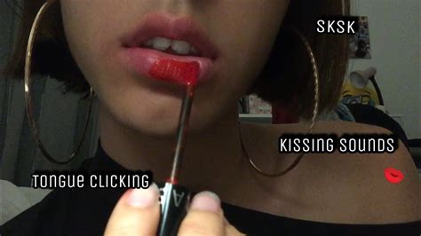 Asmr Application Satisfaisante De Rouge à Lèvres Tongue Clicking Sksk Kissing Sounds