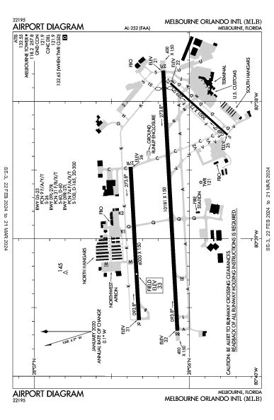 Melbourne Orlando Intl Airport Map And Diagram Melbourne Fl Kmlbmlb