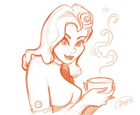 Diana Leto Coffee Girl Pin Up Sketch