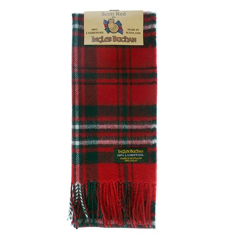 Scott Red Tartan Scarf Made In Scotland 100 Wool Scottish Plaid